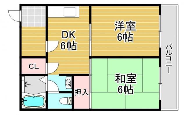 ピュアライフ歌島(2DK/4階)の間取り写真