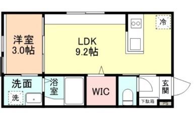 富山市向新庄町4丁目アパートA棟(1LDK/1階)の間取り写真