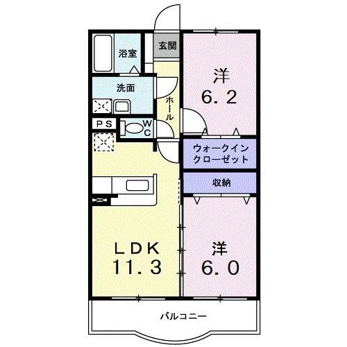 ヒルフィールドブリーズ館(2LDK/1階)の間取り写真