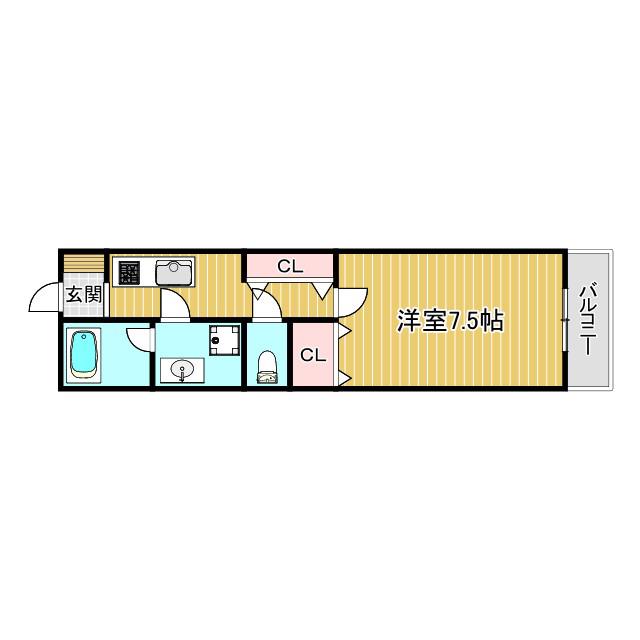 グラディオ新大宮(1K/4階)の間取り写真