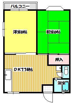 ヴィラ森崎(2DK/2階)の間取り写真