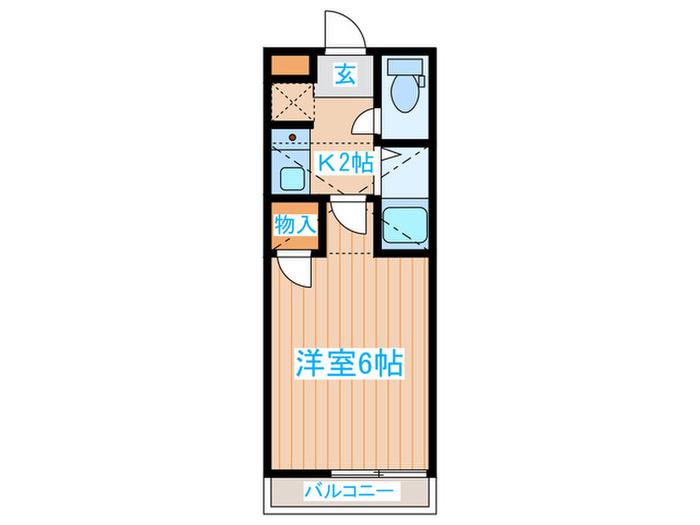 アップルハウス六十人町(1K/2階)の間取り写真