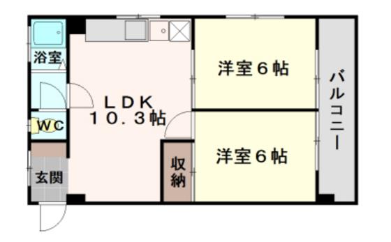 クスノキパークビル(2LDK/3階)の間取り写真