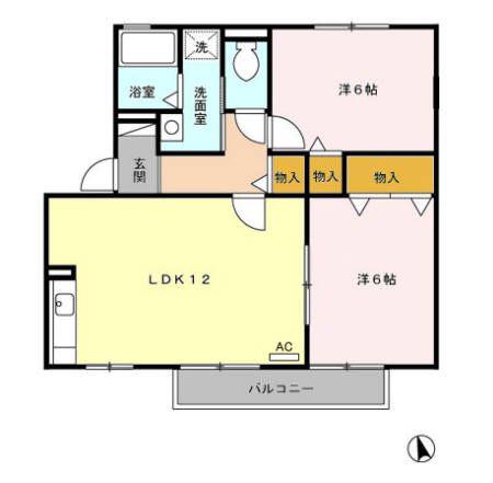 メゾン杁ヶ島(2LDK/2階)の間取り写真