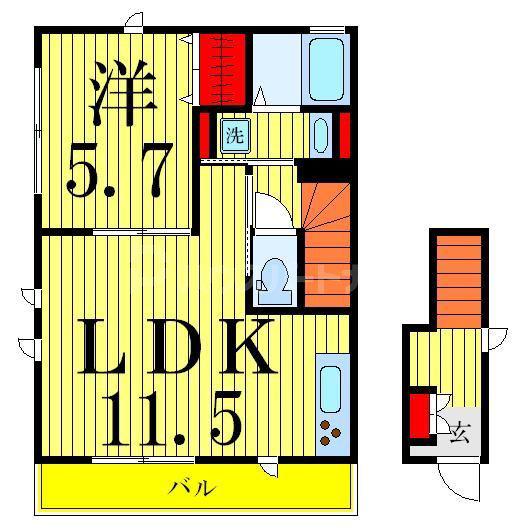 ルミエールME(1LDK/2階)の間取り写真