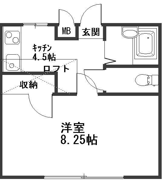 パル柏木(1K/2階)の間取り写真