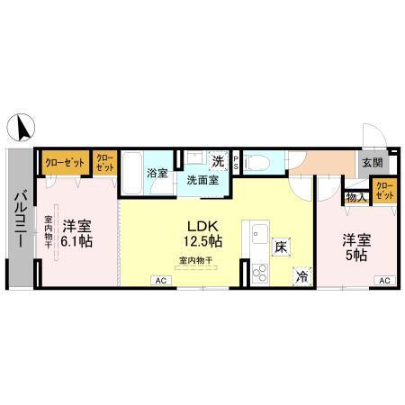 RAFFINE宿郷(2LDK/1階)の間取り写真
