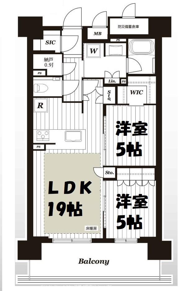 グランクレアいいねタウン瑞穂(2LDK/2階)の間取り写真