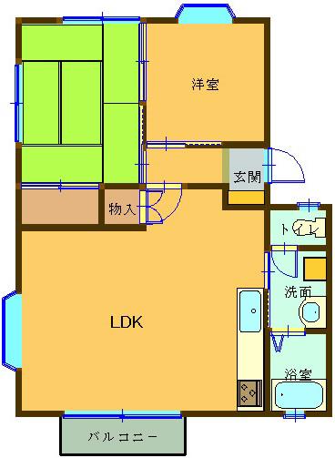 グランドールTAKI(2LDK/2階)の間取り写真