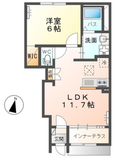 LILAS VERT (1LDK/1階)の間取り写真