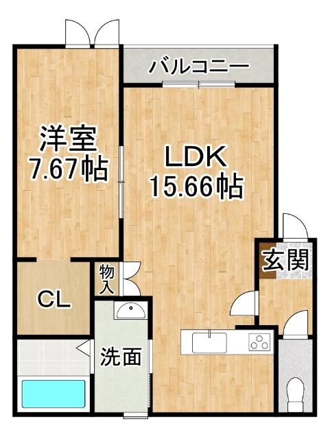 新町マンション(1LDK/1階)の間取り写真
