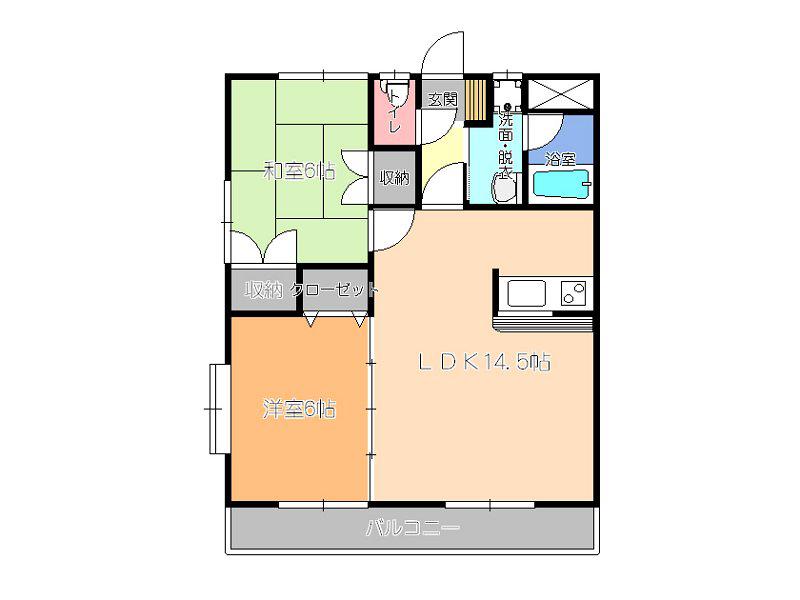 ハイツM2(2LDK/1階)の間取り写真