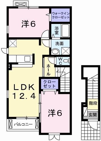 ラフレシールII(2LDK/2階)の間取り写真