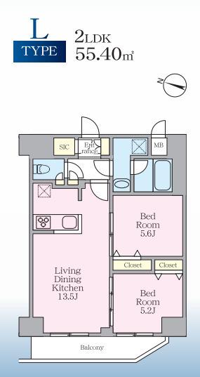 S-RESIDENCE板橋大山CLAIR(2LDK/5階)の間取り写真