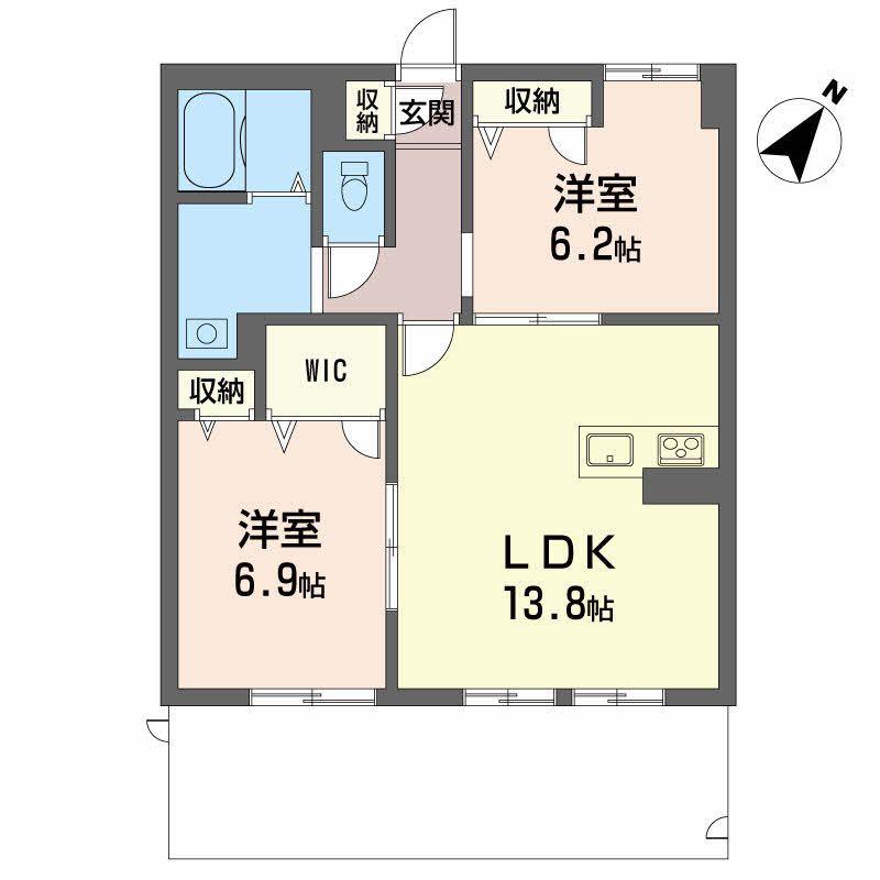 RUSHERIO(2LDK/1階)の間取り写真