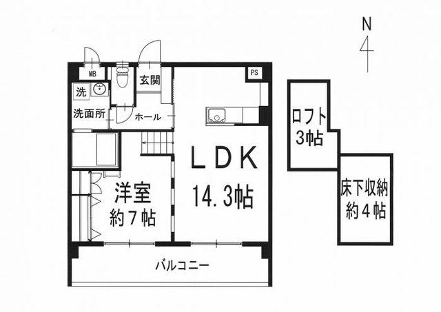 メゾネットリバティL(1LDK/1階)の間取り写真