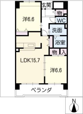 レジデンス勝南(2LDK/10階)の間取り写真