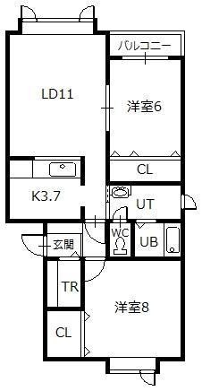 パルフェI(2LDK/2階)の間取り写真
