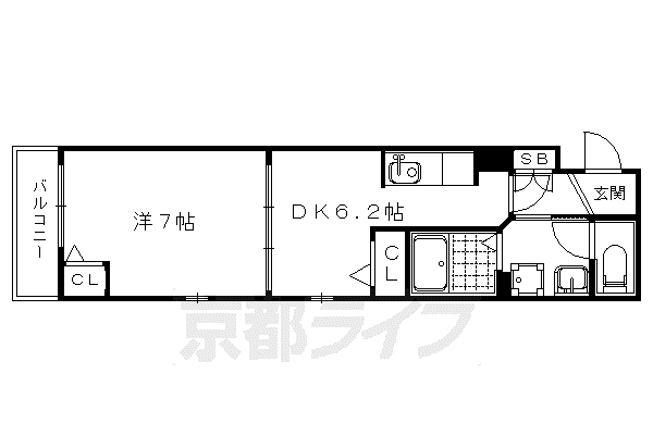 ラフレシール太秦II(1DK/1階)の間取り写真
