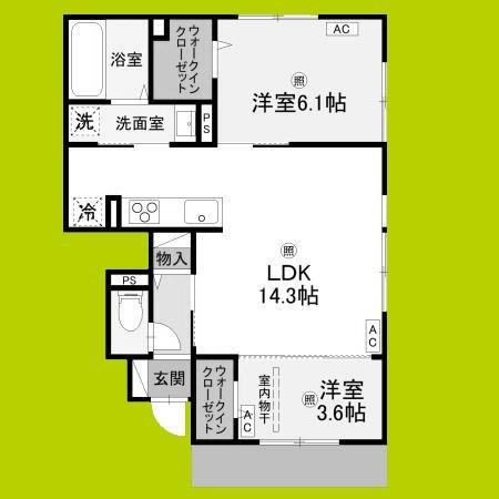 サザンレスト(2LDK/1階)の間取り写真