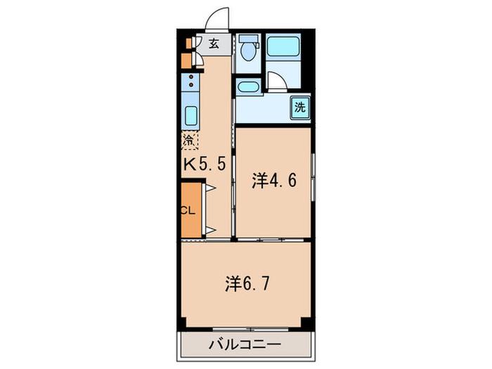 メルヴェイユ(2K/2階)の間取り写真