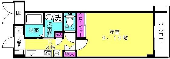 ジュネス宝殿駅前(1K/2階)の間取り写真