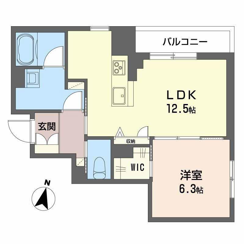 弓張月 上杉(1LDK/3階)の間取り写真