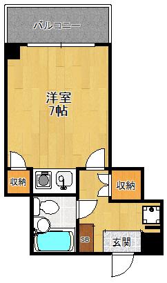 フロントリバー東難波(1K/8階)の間取り写真