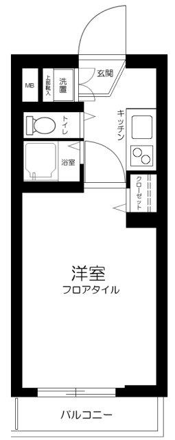 ルーブル新宿西落合II(1K/2階)の間取り写真