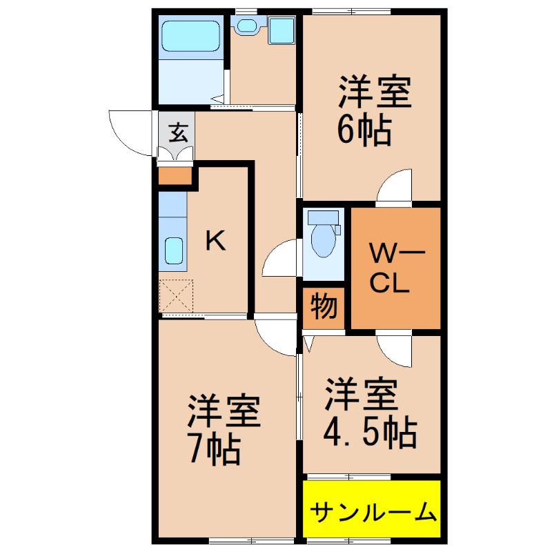 フェリーチェ C棟(3K/1階)の間取り写真