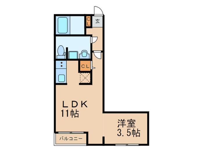 ブランシェ博多住吉(1LDK/1階)の間取り写真