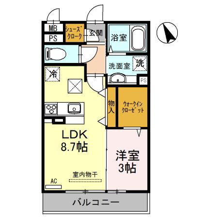 メゾンドールM(1LDK/1階)の間取り写真