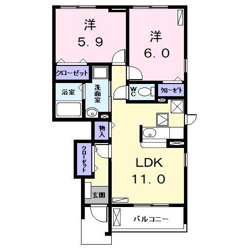 サンパティー A(2LDK/1階)の間取り写真