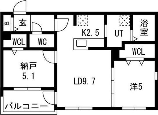 アルファスクエア円山4条(2LDK/3階)の間取り写真