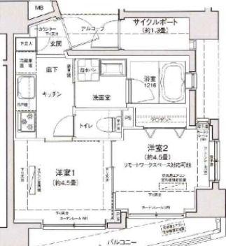 ティモーネ羽田エアポート(2K/10階)の間取り写真