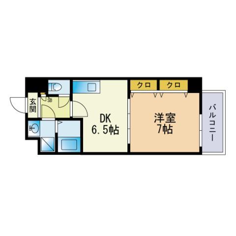 カーサコンプレッソ(1DK/3階)の間取り写真