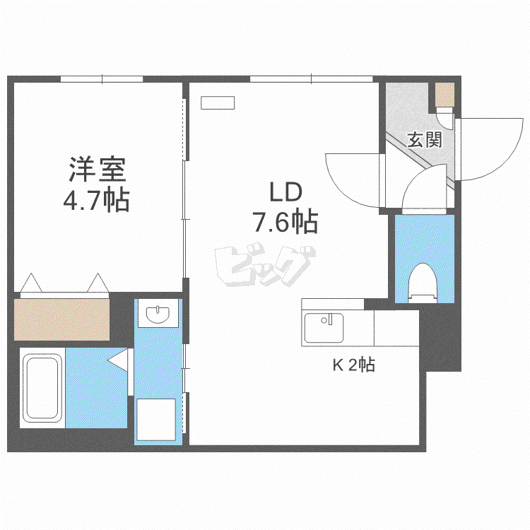 レクスベイル平岸(1LDK/1階)の間取り写真