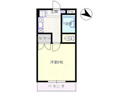 グリーンコーポ東町(1K/2階)の間取り写真
