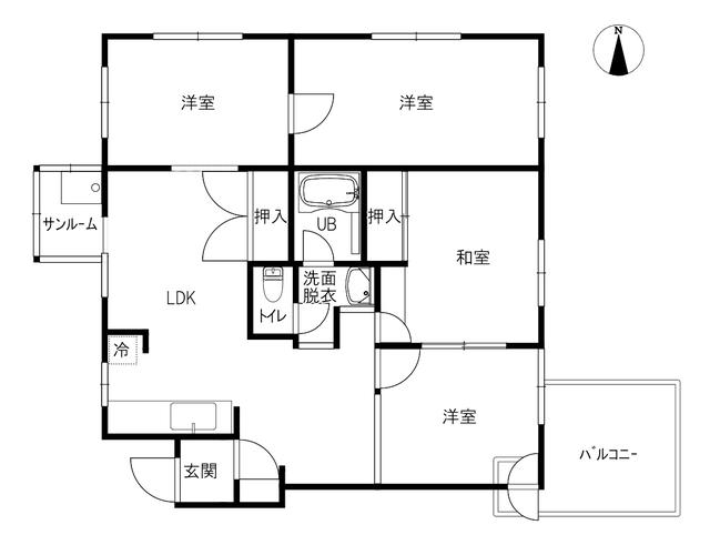 サンヒルズ花(4LDK/3階)の間取り写真