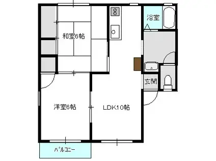 ときめきコートM(2LDK/2階)の間取り写真