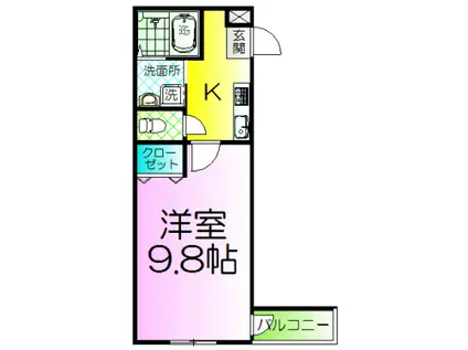 フジパレス湊III番館(1LDK/2階)の間取り写真
