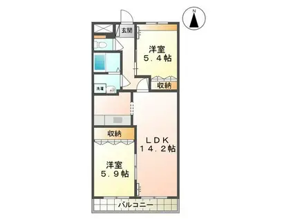 コンフォース深町(2LDK/1階)の間取り写真