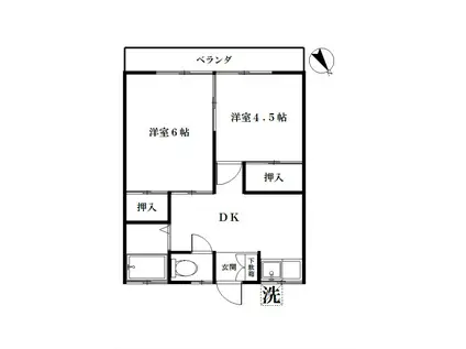 すずき荘(2DK/2階)の間取り写真