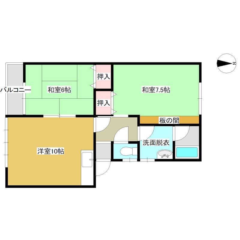 シャトレーハウス(2LDK/2階)の間取り写真