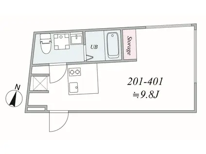 TRIAS138(1K/4階)の間取り写真