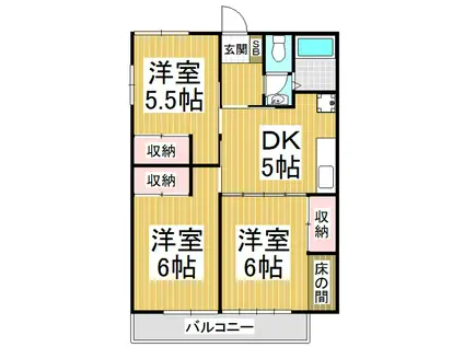順行アパート(3DK/3階)の間取り写真