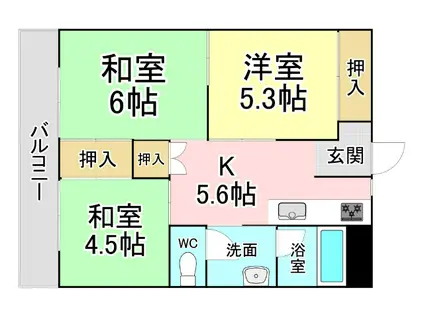 富田ハイツ(3DK/1階)の間取り写真