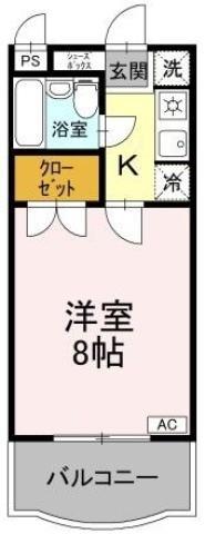 サンハイツ沖浜(1K/4階)の間取り写真