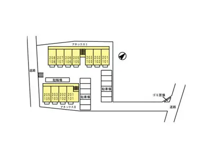 アネックスI(1K/2階)の間取り写真