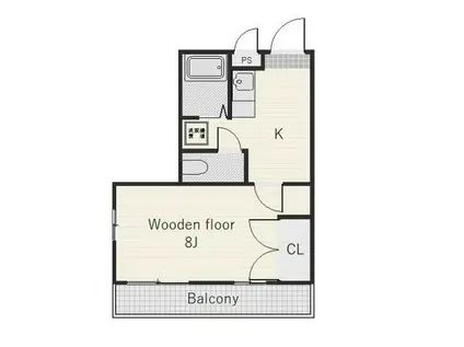 山の脇 鏡山I(1K/1階)の間取り写真